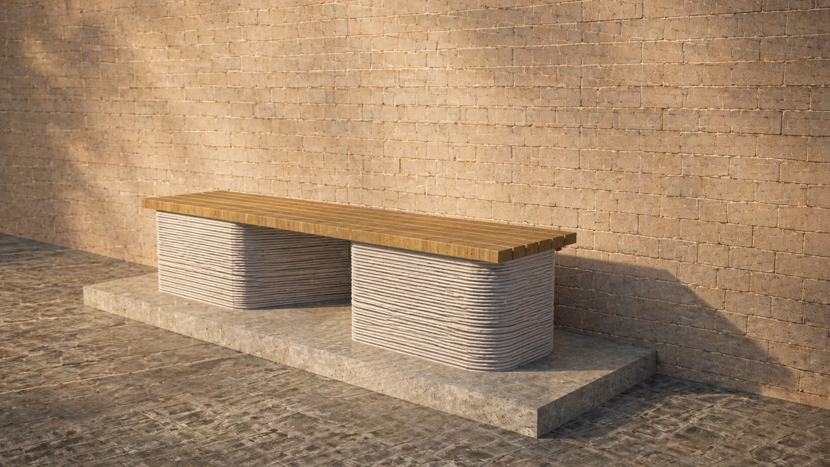 3D Printed Concrete Bench - DUNE Detail View