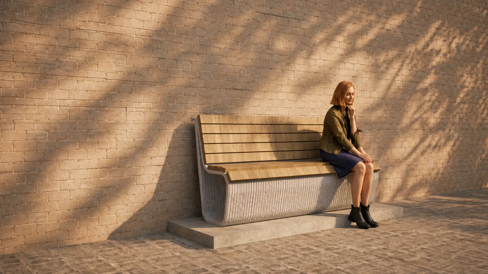 3D Printed Concrete Bench - MOSS Detail View