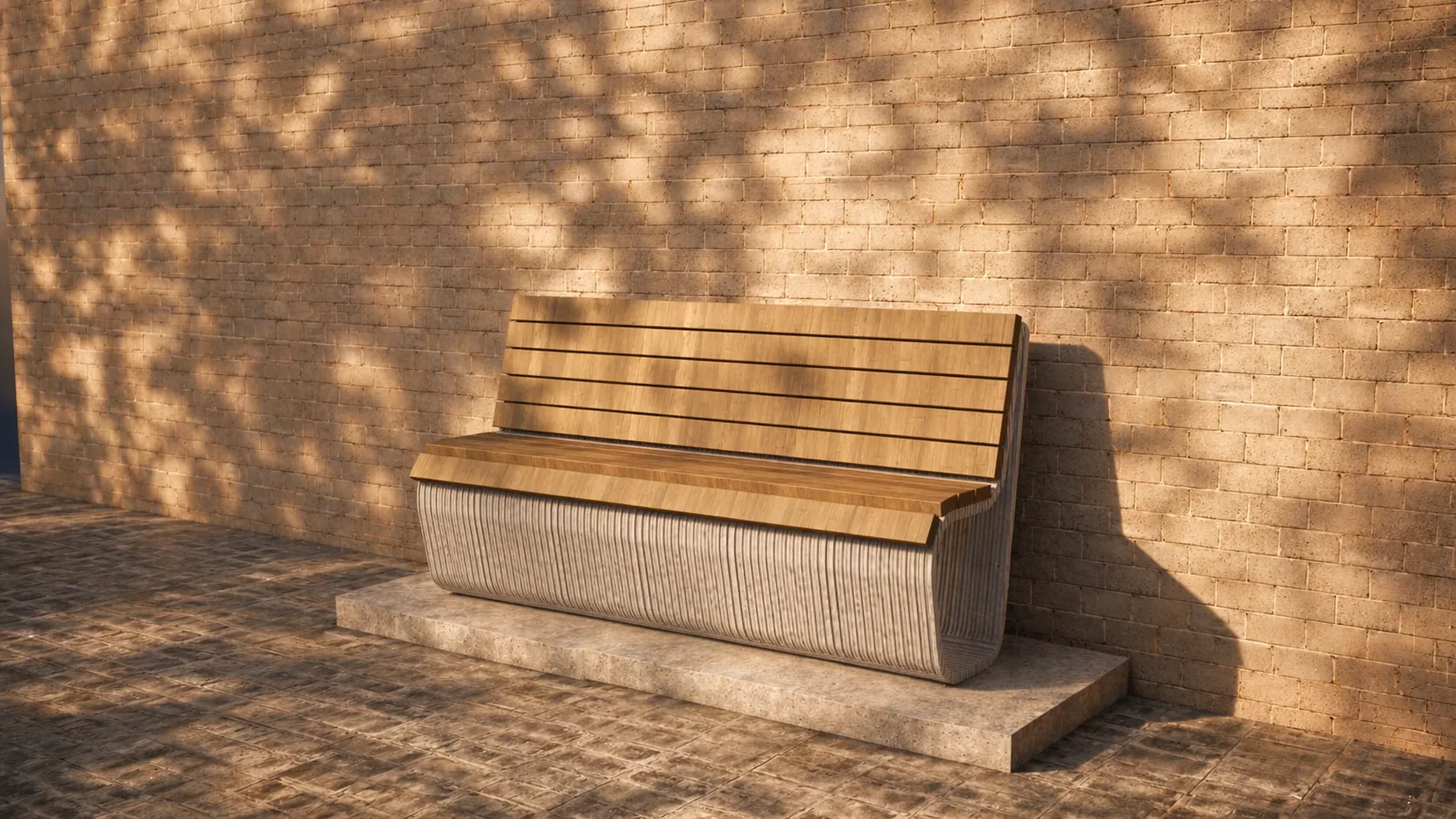 3D Printed Concrete Bench - MOSS Main View