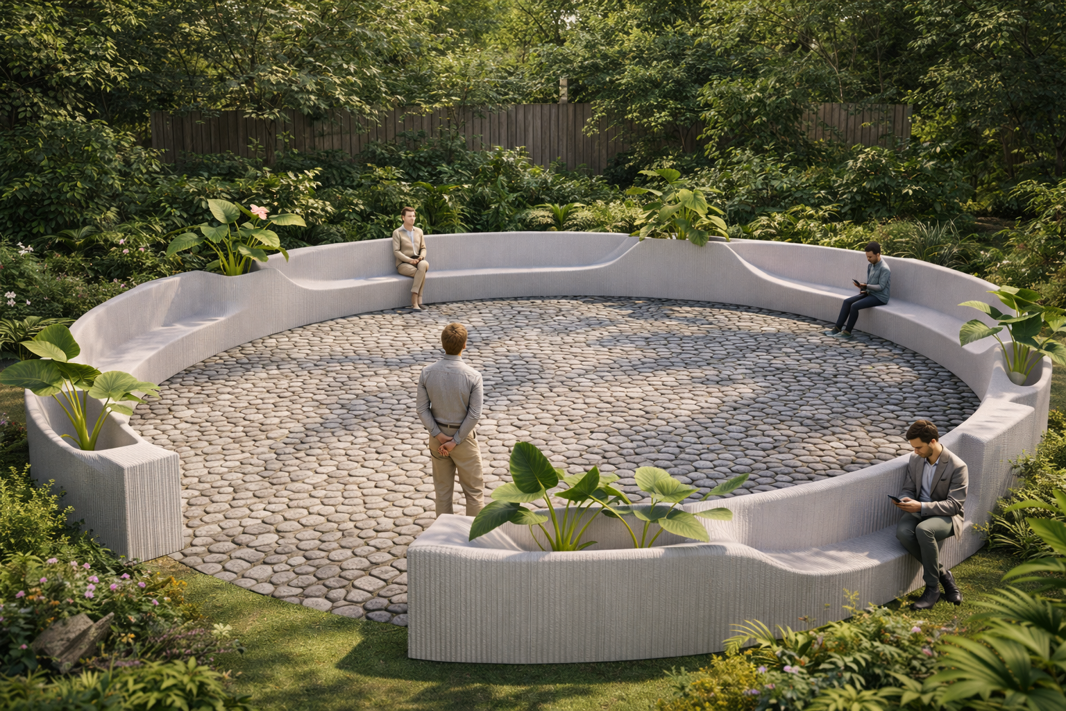LOOP | Main View | 3D Printed Circular Concrete Bench